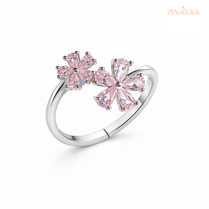 925 Sterling Silver Blush Bloom Adjustable Ring