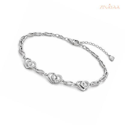 925 Sterling Silver Heart Link Adjustable Bracelet