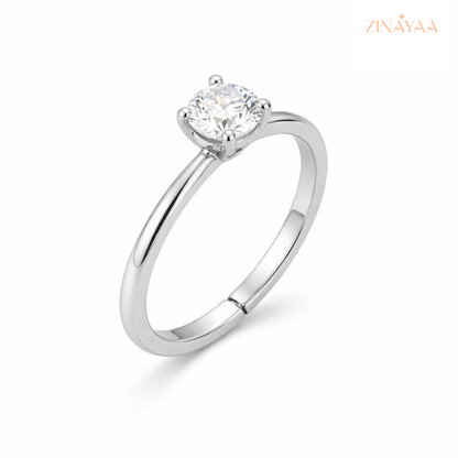 925 Sterling Silver Solitaire Adjustable Ring