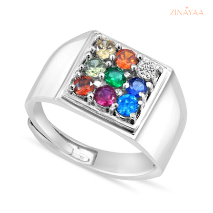 925 Sterling Silver Radiant Spectrum Adjustable Ring
