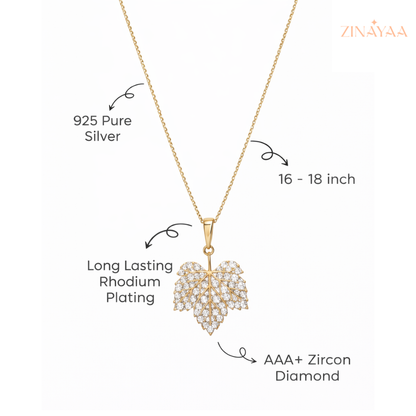 92.5 Sterling Silver Golden Leaf Grace Women’s Necklace