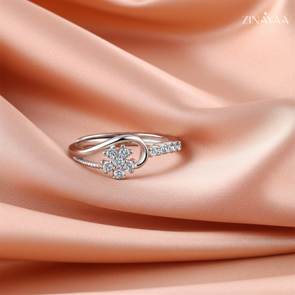 92.5 Sterling Silver Floral Infinity Spark Women’s Sterling Silver Ring