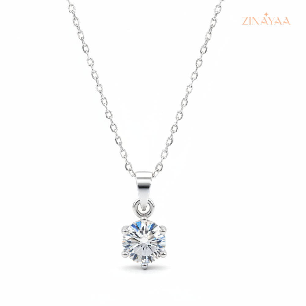 925 Sterling Silver Classic Solitaire Adjustable Pendant Necklace