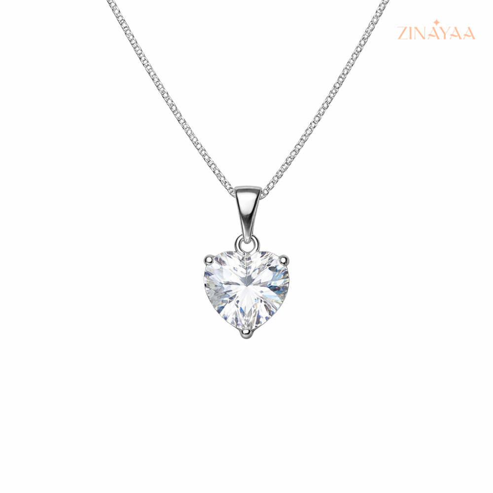 925 Sterling Silver Heart Solitaire Adjustable Necklace