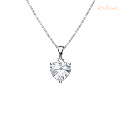 925 Sterling Silver Heart Solitaire Adjustable Necklace