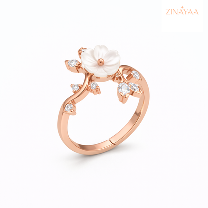 925 Sterling Silver in Rose Gold Blossom Adjustable Ring
