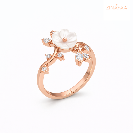 925 Sterling Silver in Rose Gold Blossom Adjustable Ring