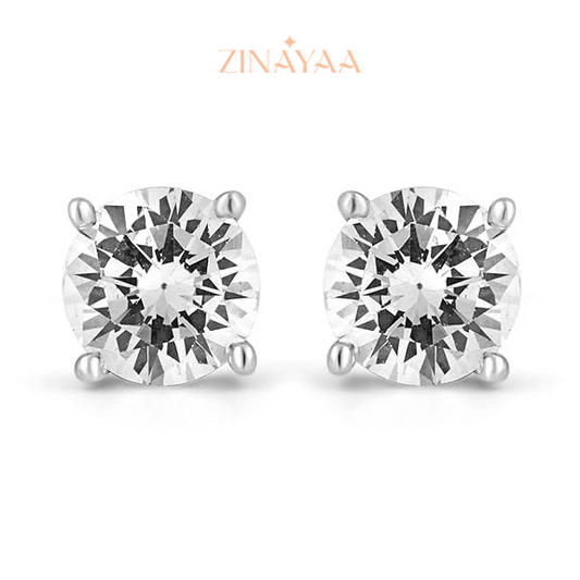 92.5 Sterling Silver Classic Solitaire Stud Earrings