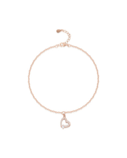 92.5 Sterling Silver Heart charm bracelet in Rose Gold