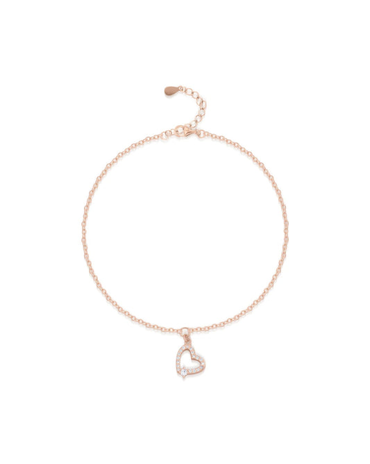 92.5 Sterling Silver Heart charm bracelet in Rose Gold