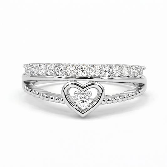92.5 Sterling Silver Adjustable Heart Accent Ring