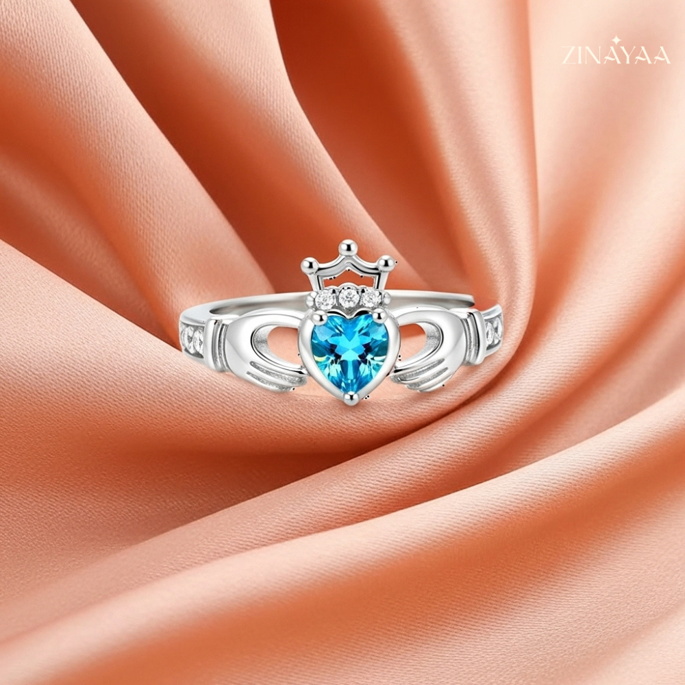 92.5 Sterling Silver Royal Embrace Heart Women’s Adjustable Ring