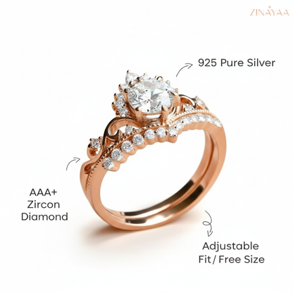 92.5 Sterling Silver Rose Royale Halo Women’s Adjustable Ring
