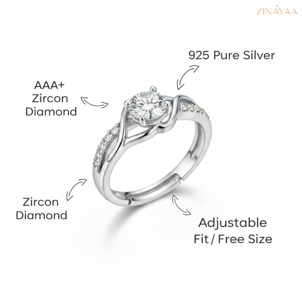 92.5 Twisted Grace Solitaire Women’s Sterling Silver Ring
