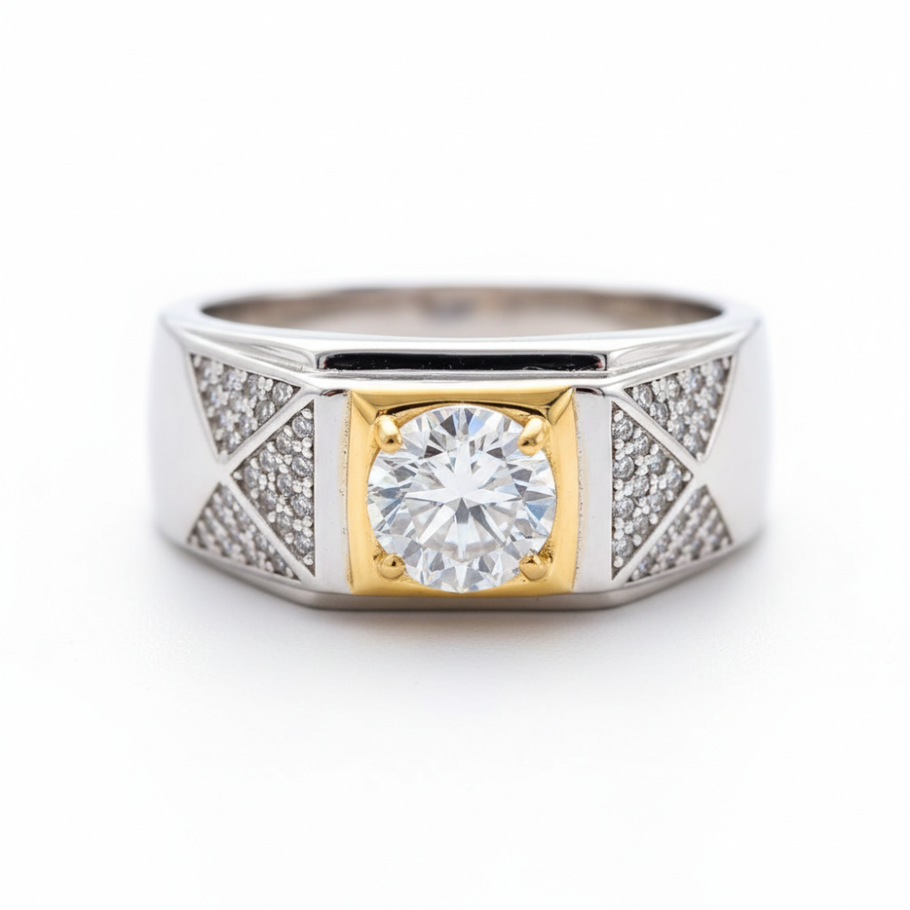 92.5 Sterling Silver  Regal Crest Men’s Adjustable Ring