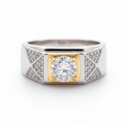 92.5 Sterling Silver  Regal Crest Men’s Adjustable Ring