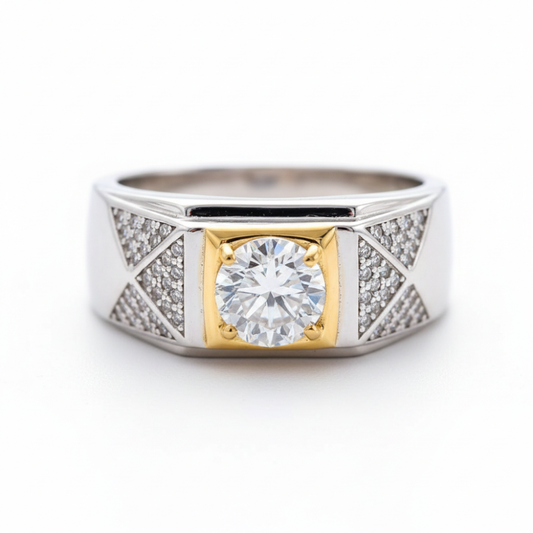 92.5 Sterling Silver  Regal Crest Men’s Adjustable Ring