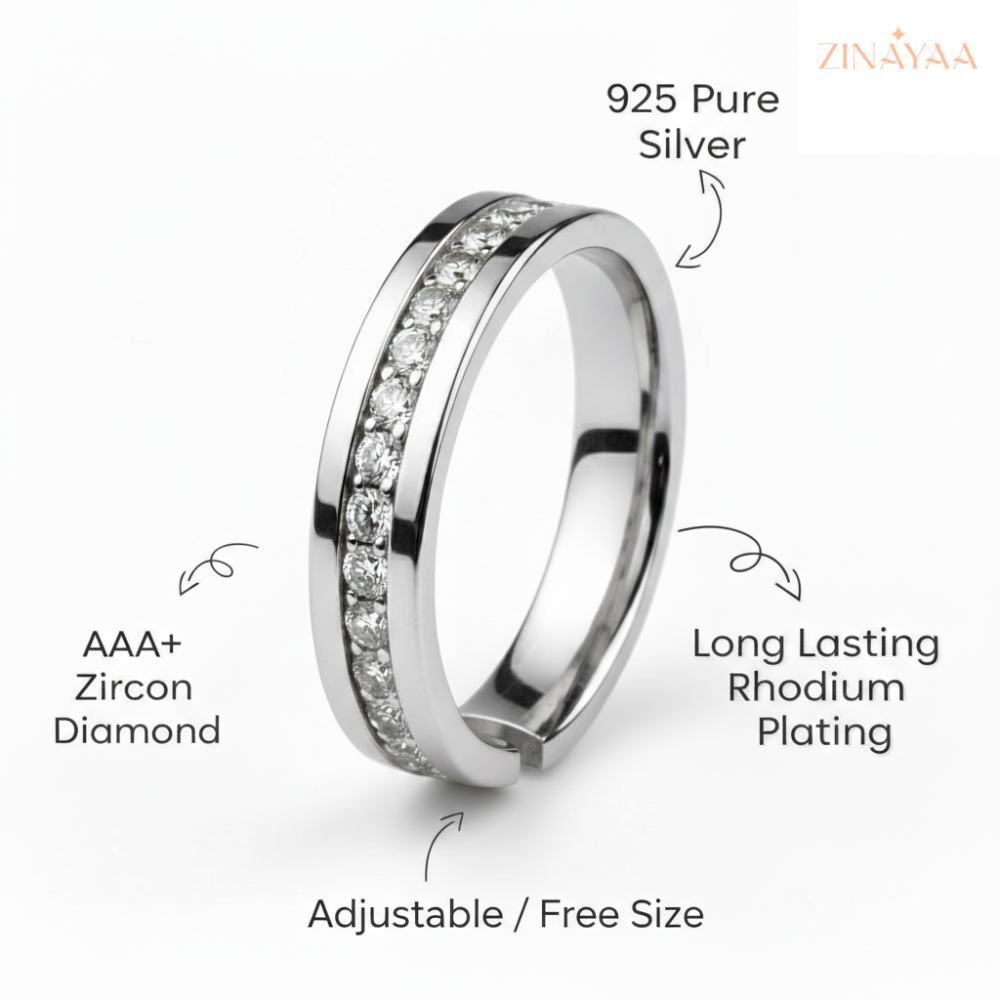 92.5 Sterling Silver Eternal Spark Men’s Adjustable  Band