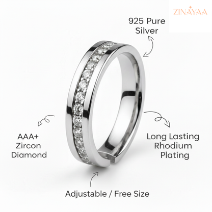 92.5 Sterling Silver Eternal Spark Men’s Adjustable  Band