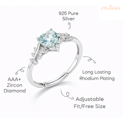 92.5 sterling silver Aqua Blossom Women’s adjustable Ring