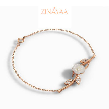 92.5 Sterling Silver Floral Rose Gold Bracelet
