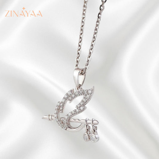 92.5 Sterling Silver Krishna's Flute Pendant with Chain