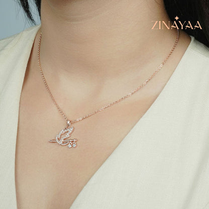 92.5 Sterling Silver Krishna's Flute Pendant with Chain in Rose Gold