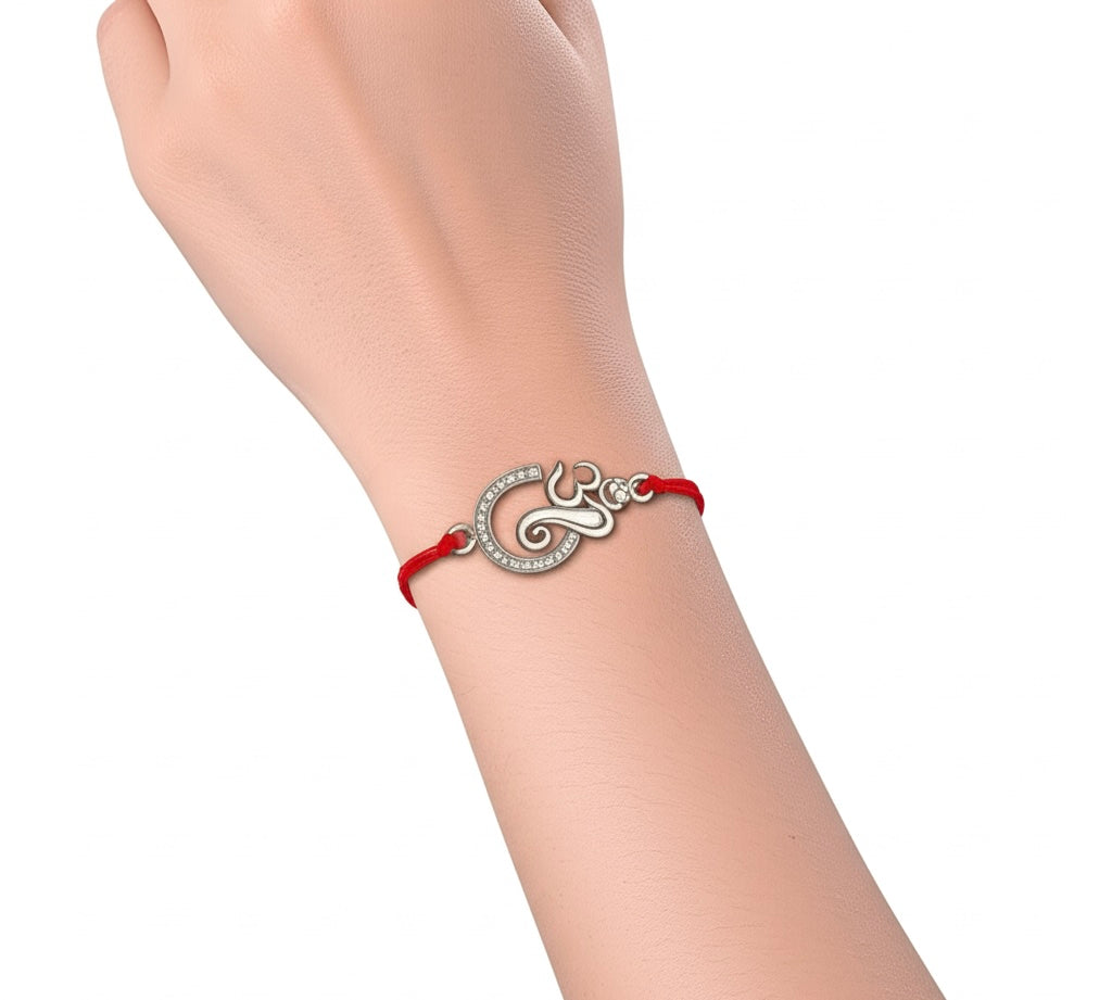 92.5 Sterling silver Om studded Rakhi
