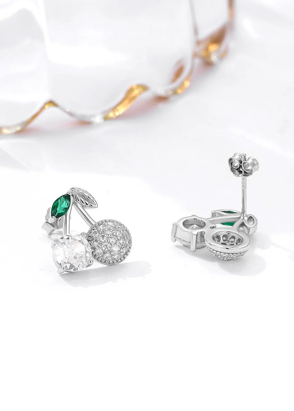 92.5 Sterling Silver Cherry charm stud earrings in Silver
