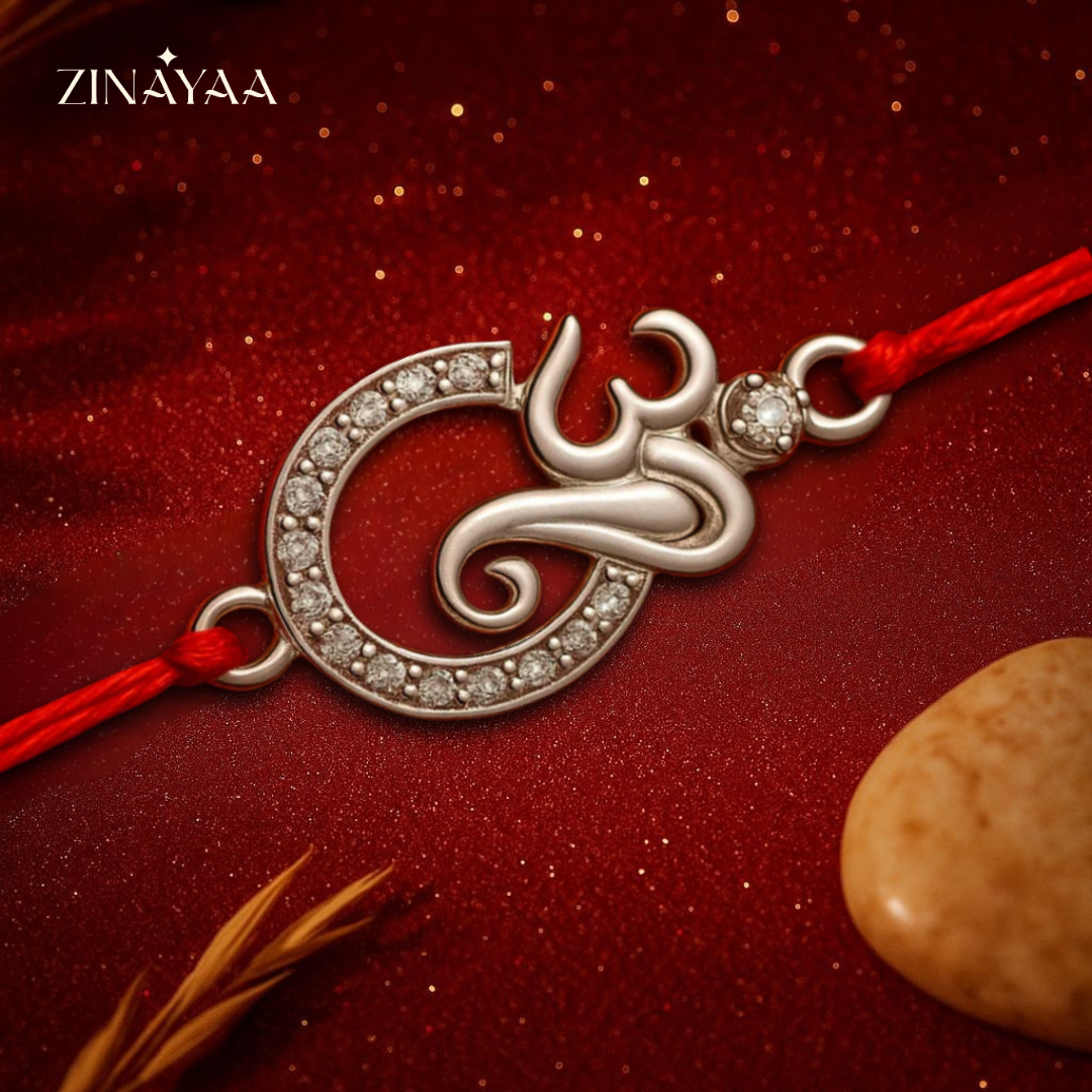 92.5 Sterling silver Om studded Rakhi