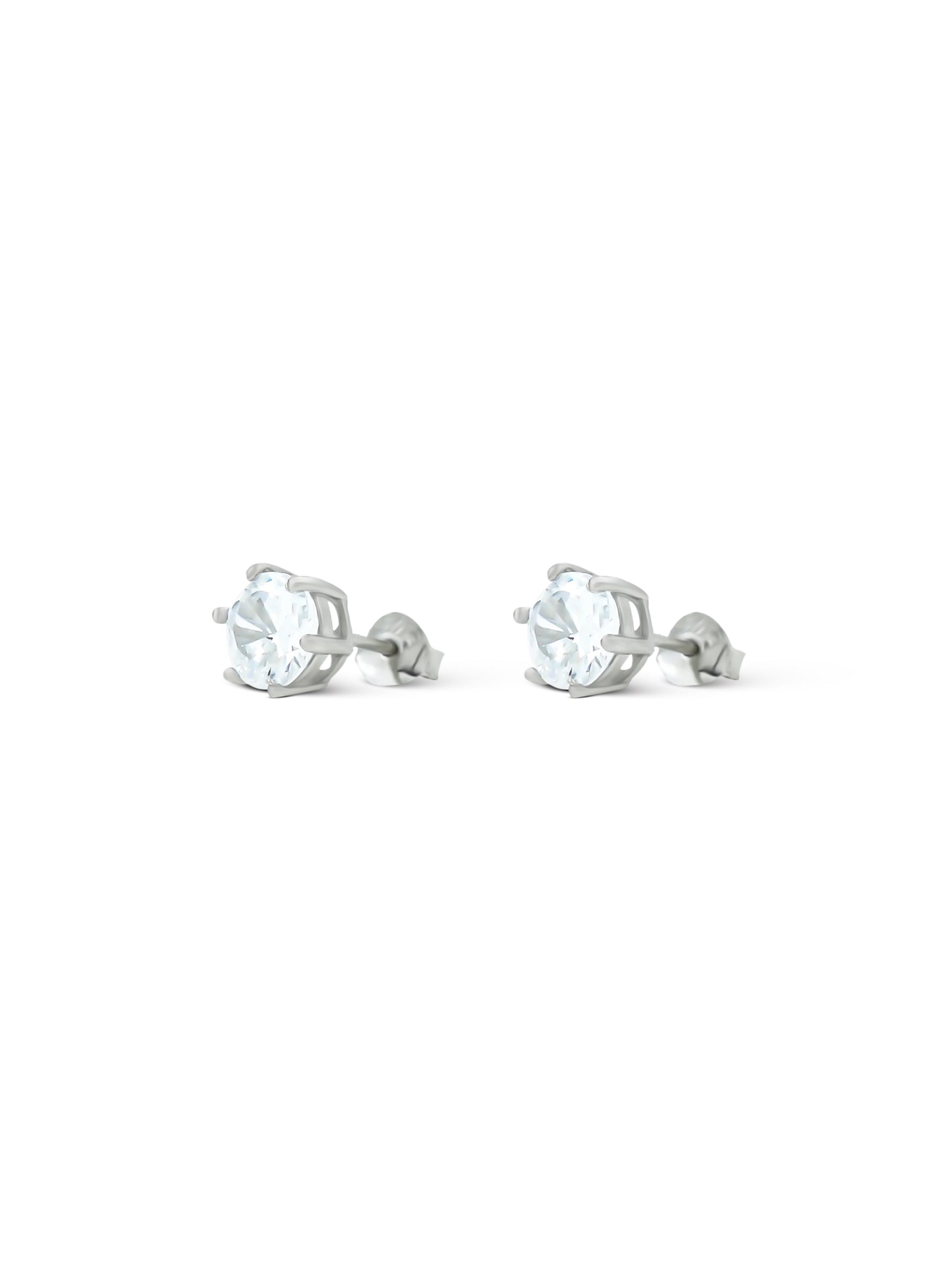 92.5 Sterling Silver Classic Solitaire Studs