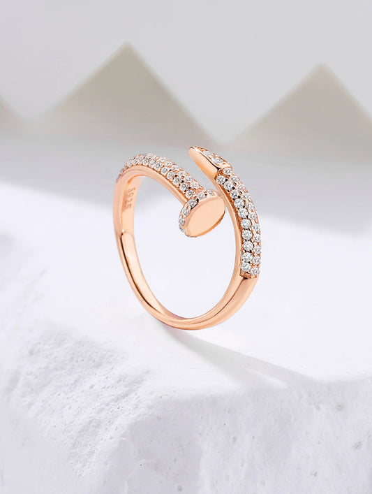 92.5 Sterling Silver Nail Wrap Ring in Rose Gold