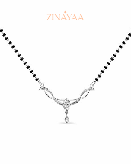 92.5 Sterling Silver Mangalsutra Elegant Leaf-Inspired Pendant