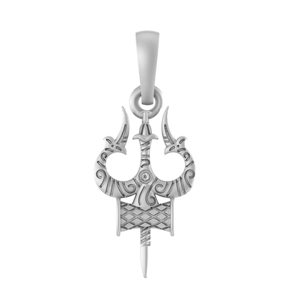 92.5 Sterling Silver Shiva Trishul Pendant with Chain for Men & Women