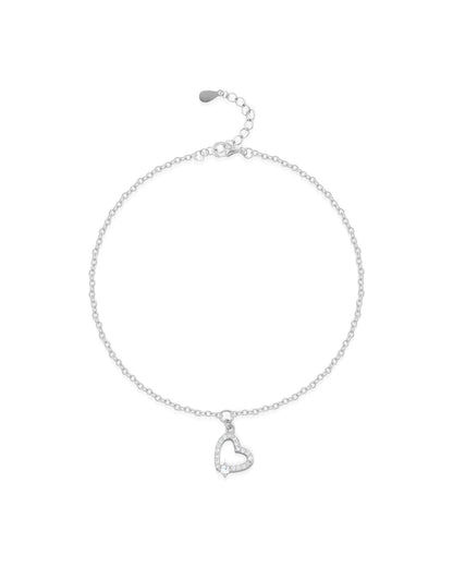92.5 Sterling Silver Heart Charm Bracelet