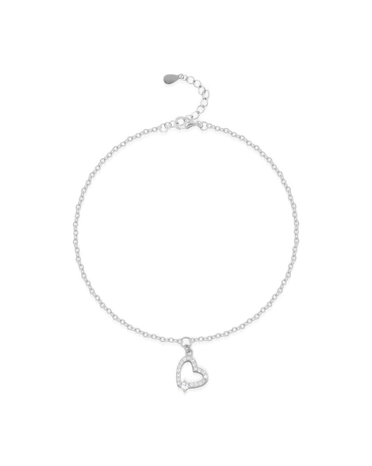 92.5 Sterling Silver Heart Charm Bracelet