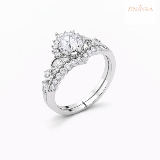 925 Sterling Silver Sky Halo Adjustable Ring