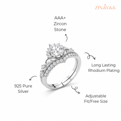 925 Sterling Silver Sky Halo Adjustable Ring