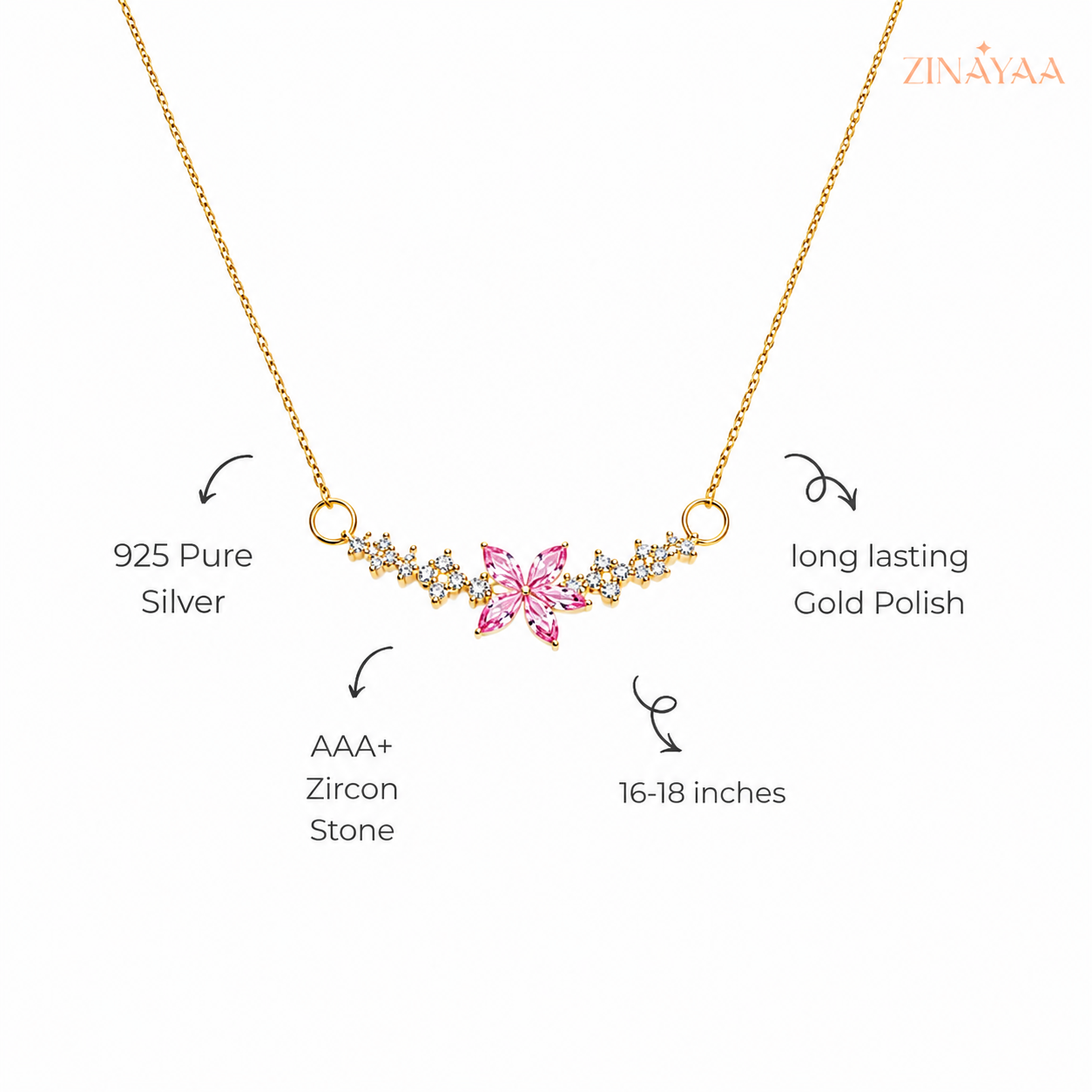 925 Sterling Silver Pink Blossom Necklace