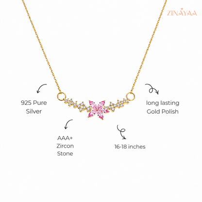 925 Sterling Silver Pink Blossom Necklace