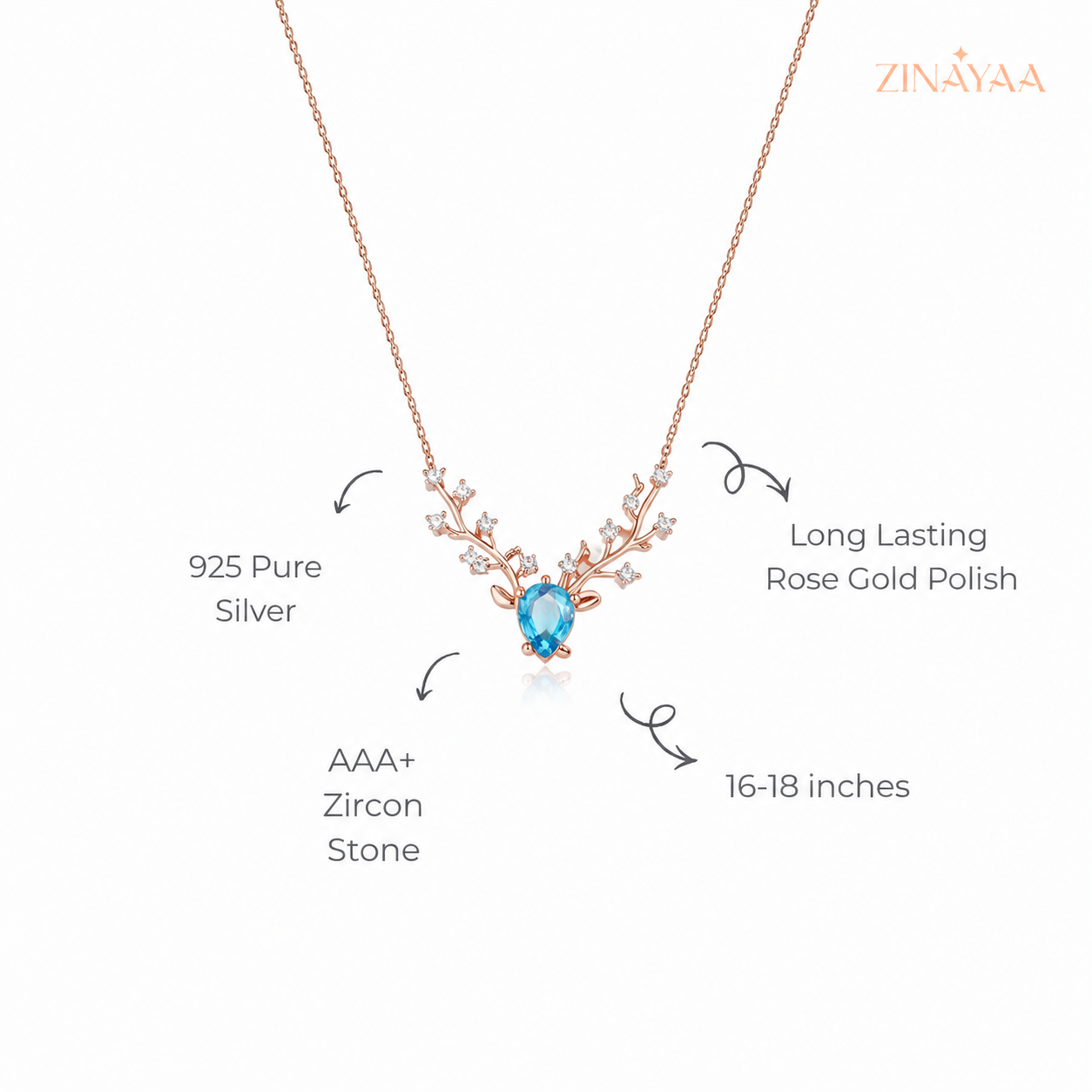 925 Sterling Silver Deer Bloom Pendant Necklace