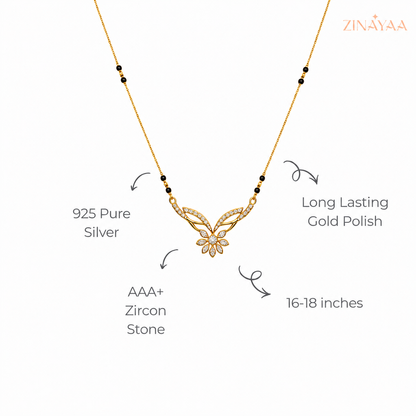 925 Sterling Silver Floral Grace Mangalsutra Golden Polish