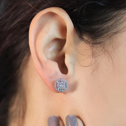92.5 Sterling Silver Zircon Wheel Stud Earrings