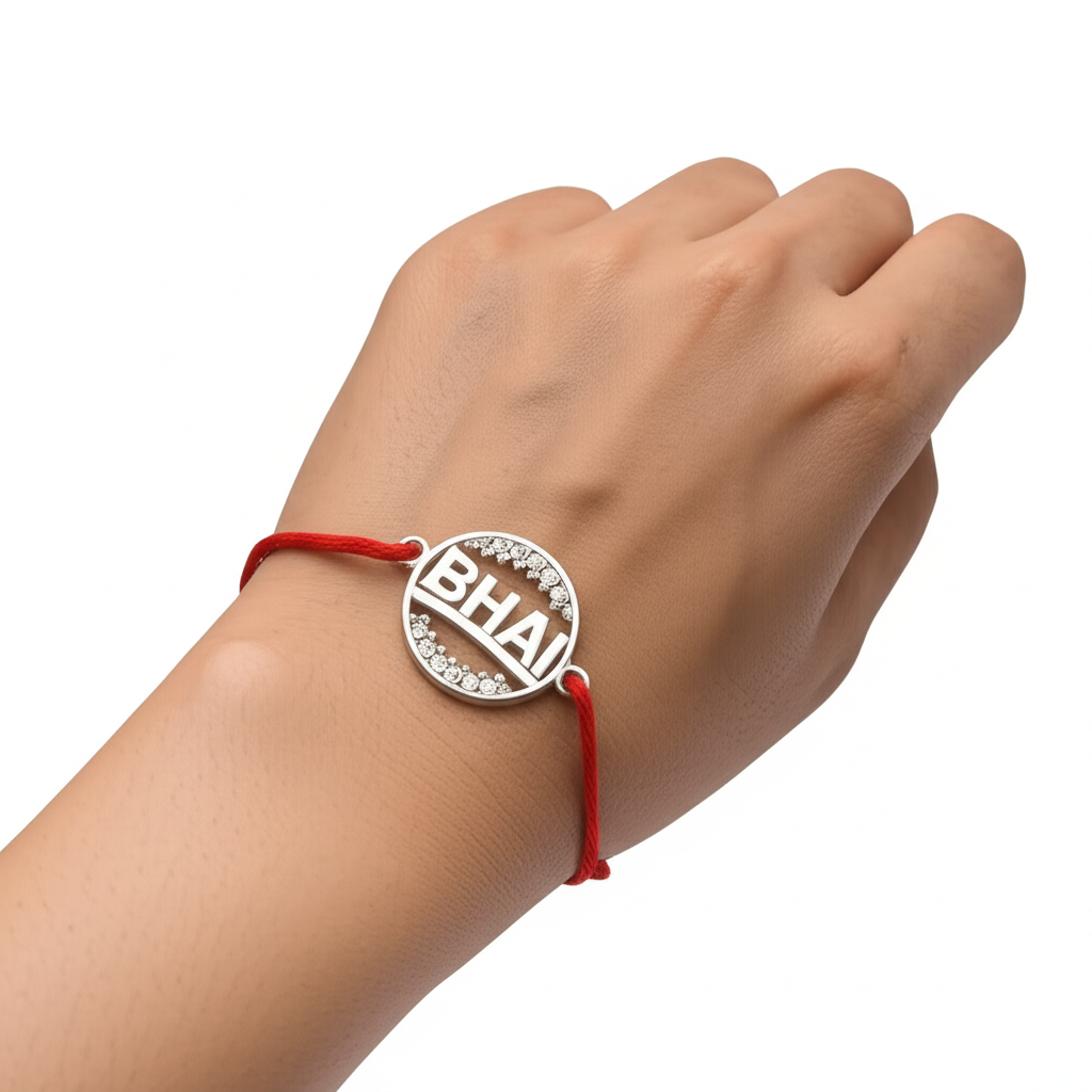 92.5 sterling silver studded Bhai Rakhi