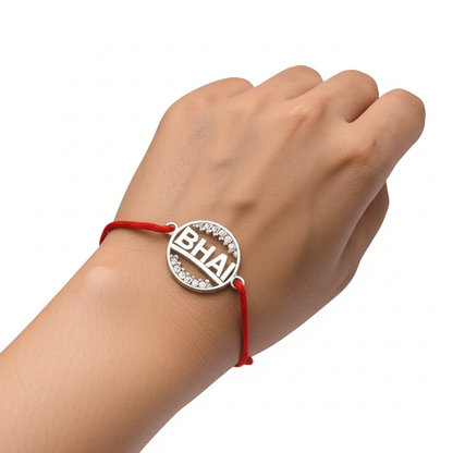 92.5 sterling silver studded Bhai Rakhi