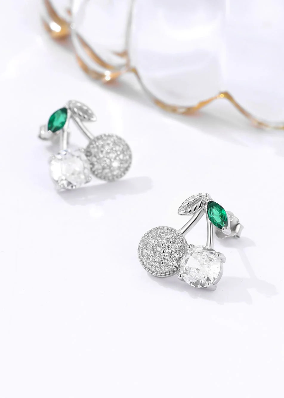 92.5 Sterling Silver Cherry charm stud earrings in Silver