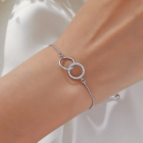 92.5 Sterling Silver Elegant Link Circle Silver Bracelet