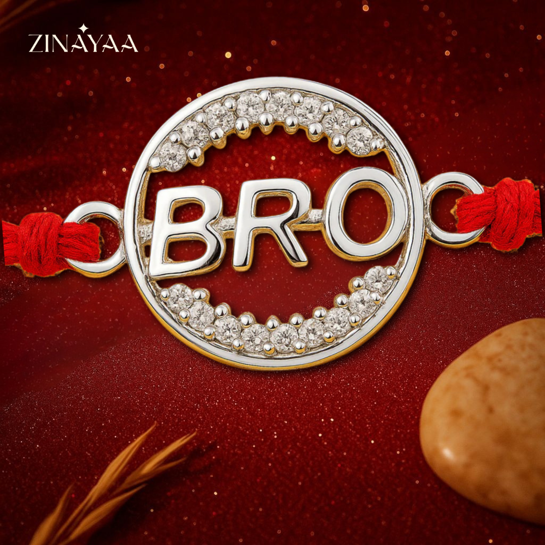 92.5 sterling silver studded Bro Rakhi