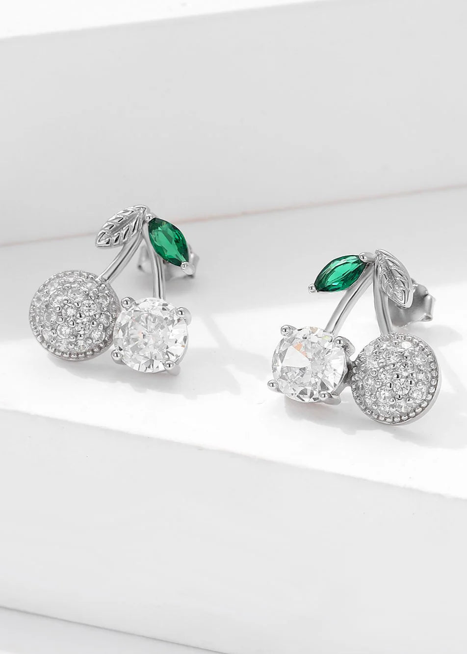92.5 Sterling Silver Cherry charm stud earrings in Silver