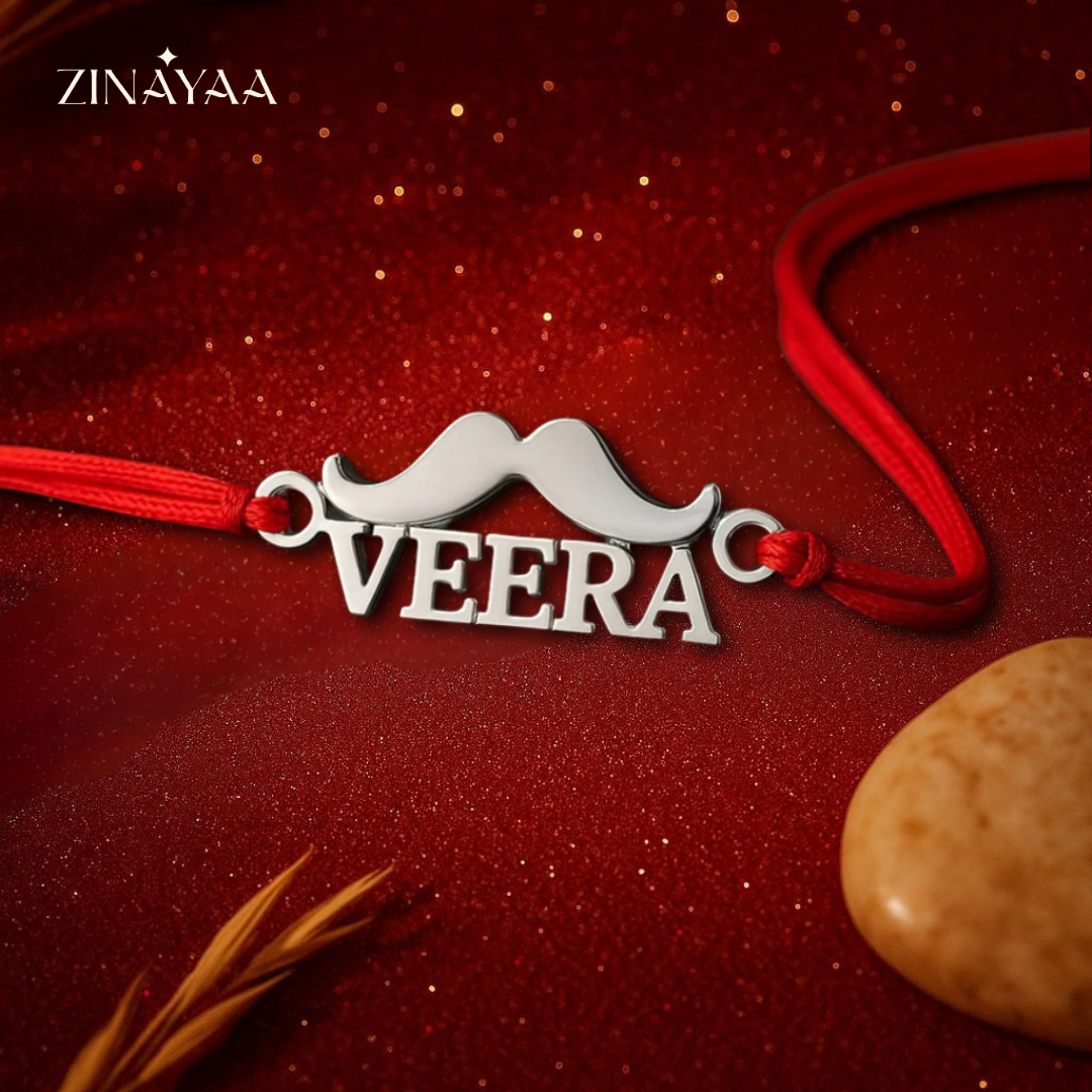 92.5 sterling silver Veera mustache Rakhi
